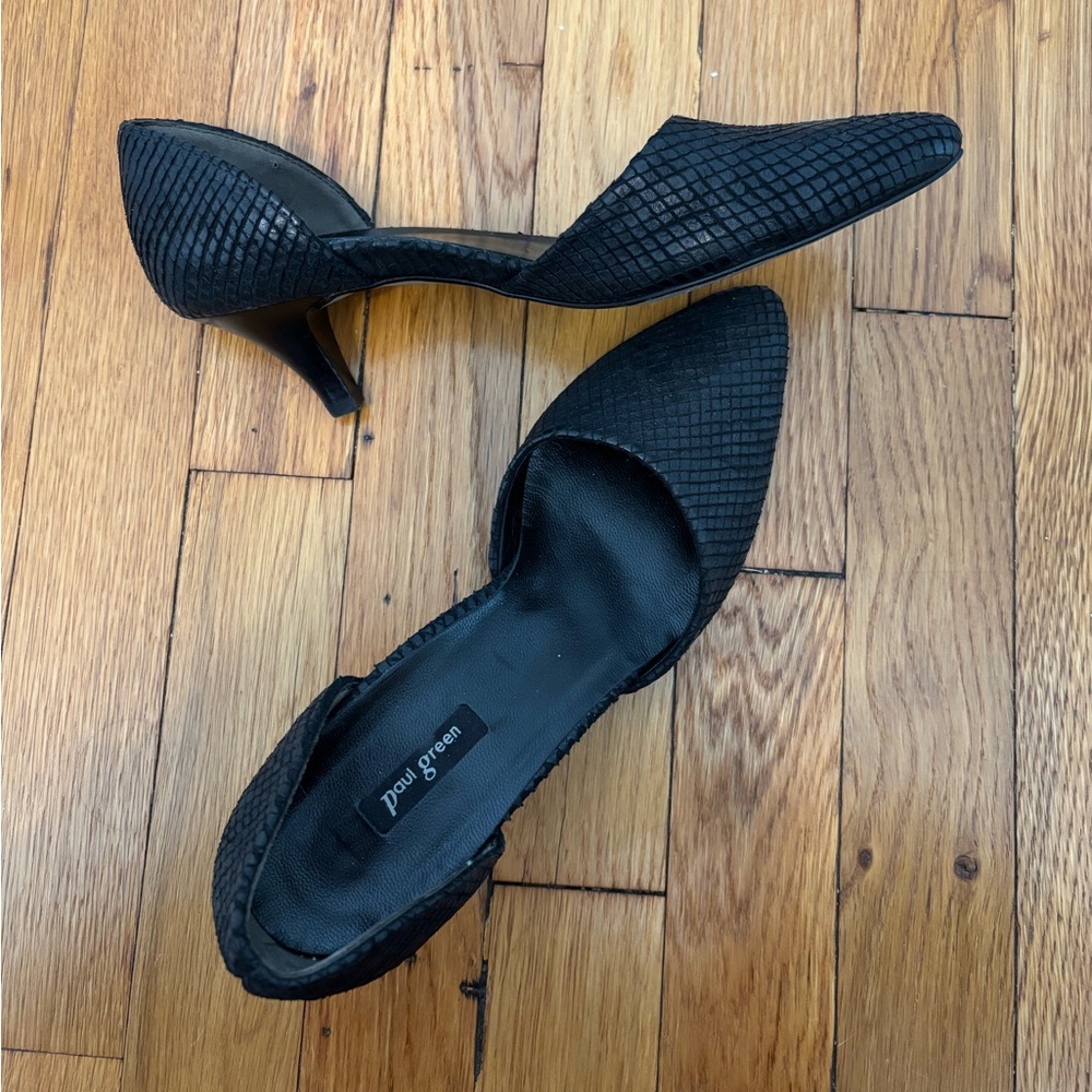 Paul Green Julia Black Snakeskin Textured Heels